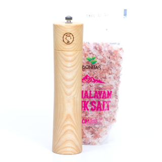 Dřevěný mlýnek s himalájskou solí, jasan